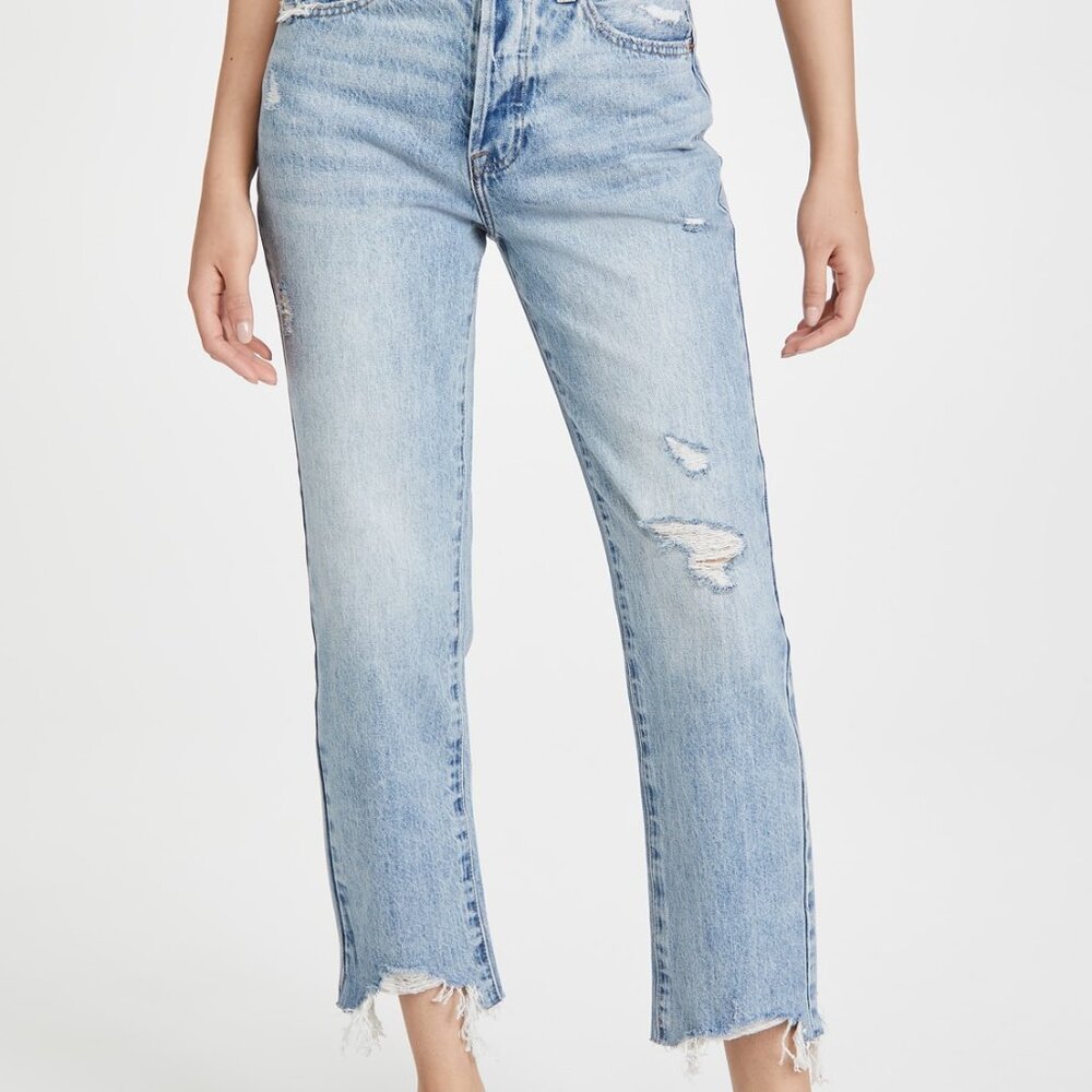 Pistola High Rise Distressed Straight Jean, Size 31